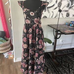 Floral Black and Pink Dress